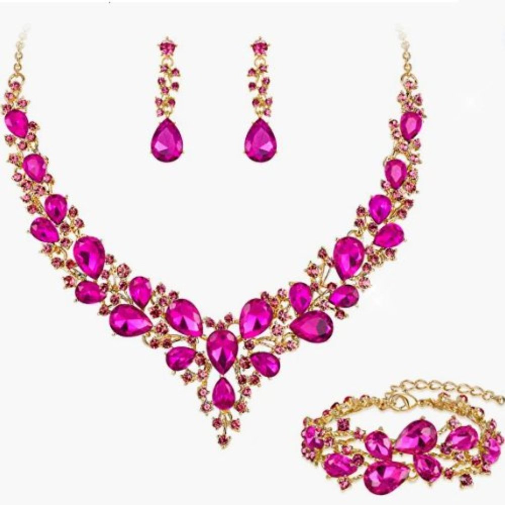 NEW Sparkling Bling Swarovski Crystal Rhinestone Bridal Wedding Necklace…